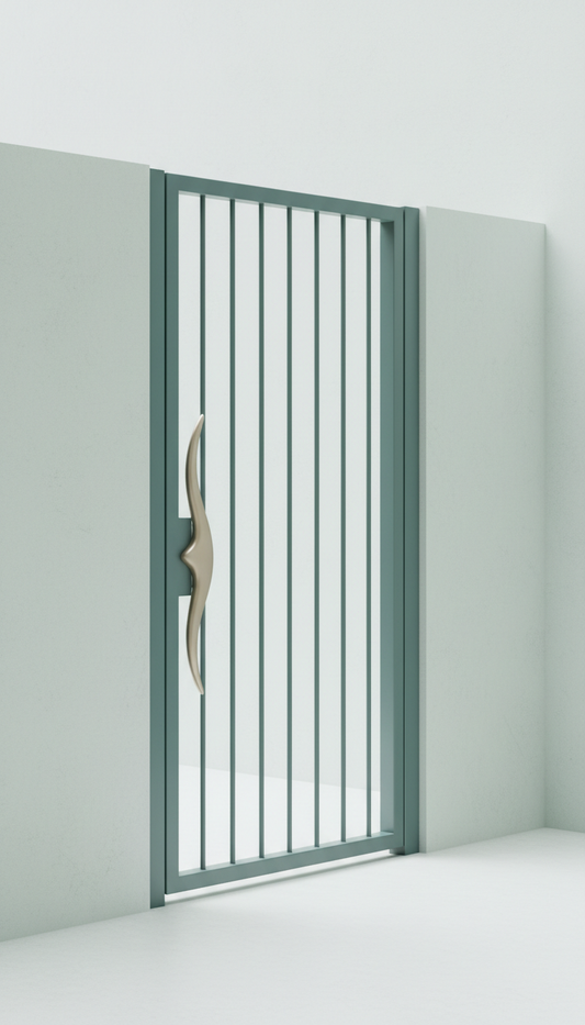 Minimalist Pedestrian Gate With Custom Handle